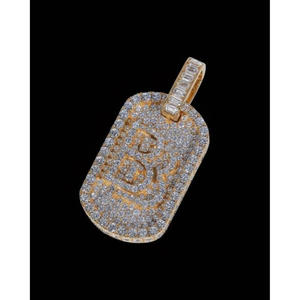 Colgante Rectangular con Diamantes Cultivados en Laboratorio, Plata de Ley 925, Tono Oro Amarillo, Joyería Hip Hop de Lujo - Product Image 5
