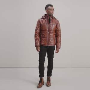 Chaqueta Acolchada con Capucha de Cuero Genuino Premium, Impermeable, Ecológica, para Clima Frío, Estilo Urbano, Servicio OEM - Product Image 2