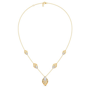 Collar de Diamantes de Cinco Hojas con Hojas de Oro Esculpidas y Diseño Central con Brillo Gradual - Product Image 2
