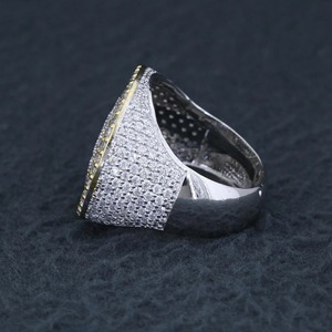Round Pave Diamond <b>Ring</b> <b>for</b> <b>Men</b> Iced Out Two Tone Pinky <b>Ring</b> Hip Hop <b>Ring</b> Jewelry Large <b>Silver</b> Gold Statement Band Gift - Product Image 3