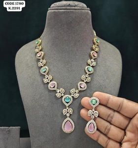 Élégant ensemble collier et pendentif en rubis rouge taille poire, plaqué or jaune, bijoux de mariage de luxe blancs pour femme, serti griffe - Product Image 6