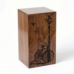 Urna Funeraria de Madera Estilo Americano Personalizada para Bebés con Grabado de Bicicleta Vintage, Contenedor de Cenizas Ecológico y Duradero - Product Image 4