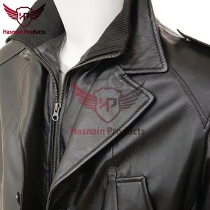 <b>Mens</b> Real Black Leather <b>Jacket</b> Slim Fit Casual Cowhide Classic Coat Shirt Collar Custom Classic Fashion Outerwear Winter New - Product Image 2