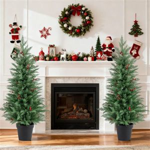 2 Alberi di Natale LED da 120 cm con Timer, 15 Grappoli di Bacche Rosse, Facile Montaggio, Realistici, in PET PVC, per Esterni, Personalizzabili - Product Image 5