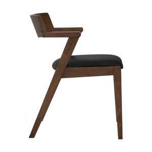 Silla de Comedor con Estructura de Madera de Haya, Asiento de Vinilo, Estilo Minimalista de Mediados de Siglo, Respaldo en Color Cacao Espresso, Muebles para el Hogar, Restaurante, Cafetería - Product Image 3