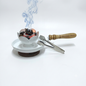 Premium Powder Coated Handheld Charcoal Bakhoor <b>Burner</b> with Removable Mesh Screen Tongs Bulk - Product Image 1