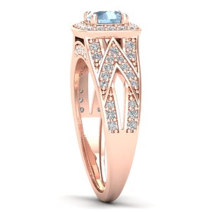 Bagues de fiançailles REYES en argent sterling 925 avec pierre précieuse aquamarine taille ronde 0,5 carat et moissanite, bijoux fins pour femme, cadeau pour elle - Product Image 3