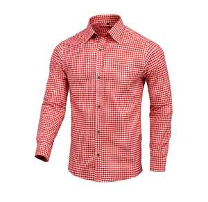 Camisa tradicional bávara roja para Oktoberfest para hombre, traje tradicional alemán de algodón de manga larga, tallas S a 4XL - Product Image 1