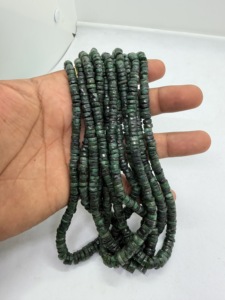 Cuentas de Esmeralda al por Mayor en Forma de Neumático Heishi, 5-6mm, Cuentas Espaciadoras Planas Redondas de Esmeralda Verde Natural, Hilo de 16 Pulgadas para Joyería - Product Image 3