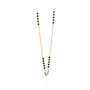 Élégant collier mangalsutra pour femme GLEAMORA ENTERPRISE plaqué or rose 9 carats or jaune certifié IGI avec perles noires et diamants - Product Image 2