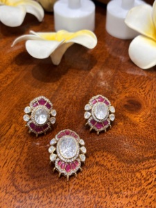 Parure de bijoux de mariage pour femme, plaqué or vintage, motif floral, collier et boucles d'oreilles, haute qualité, style classique, cadeau idéal pour les fêtes rouges - Product Image 2