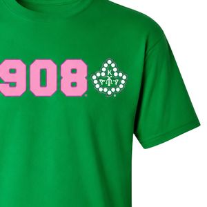   T-shirt vert 1908 Ivy Sorority à manches courtes, vêtements décontractés de style universitaire grec pour femmes - Product Image 3