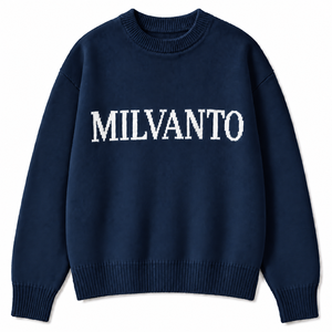 Navy Hot Selling Custom Logo <b>Men</b>’s Knit Sweater | Premium Crew Neck Long Sleeve Pullover <b>Jumper</b> | Knitted Branding Sweater - Product Image 1