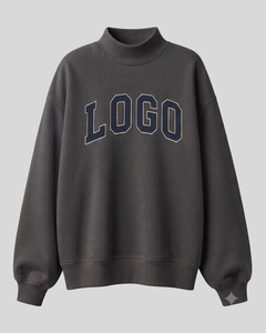 Sudadera Oversize de Cuello Alto para Mujer, 100% Algodón, con Estampado de Letras en la Parte Delantera, Transpirable, Tejida, Corte Regular, para Otoño - Product Image 1