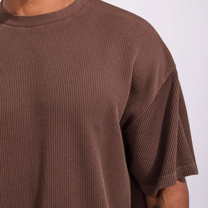 Solid Color ODM Factory Sale Summer Wear <b>Plain</b> Knitted Custom Logo Print Regular Fit Elastic Stretchable Breathable T-Shirt - Product Image 6