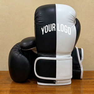Gants de boxe personnalisés en cuir PU noir et argent, taille adulte, fermeture auto-agrippante, imperméables, pour l'entraînement et le sparring - Product Image 3