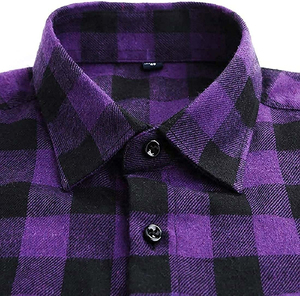 Custom Men's Purple Black Plaid <b>Flannel</b> Shirt Full Sleeve Button Down Casual Cotton Breathable Autumn Wear - Product Image 6