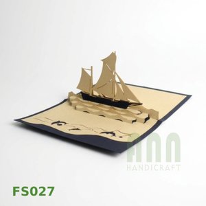 High Quality Handmade 3D Pop-Up Greeting <b>Cards</b> Die-Cut Printed Custom Boat Thanksgiving <b>Wedding</b> Gift <b>Box</b> Made Vietnam Paper - Product Image 6