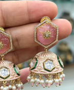 Pendientes de moissanita de primera calidad de diseñador, aspecto hermoso, perfecto para bodas y ocasiones especiales, ropa tradicional - Product Image 2