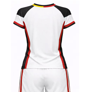 Unisex Adult White Volleyball Uniform Set Sublimation Printed Breathable 100% Polyester Jersey Shorts - Product Image 2