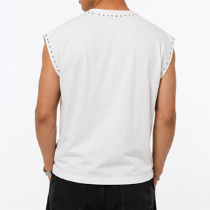 100% Cotton Sleeveless <b>Muscle</b> <b>T</b>-<b>Shirt</b> DTG Printed Rhinestone Graphic Crew Neck Casual Streetwear Custom Apparel Unisex - Product Image 3