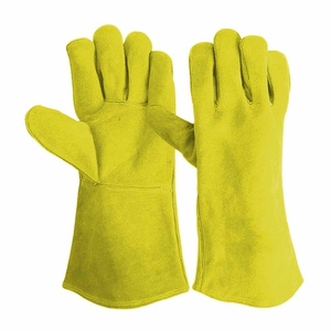 High Heat Resistance <b>Cow</b> Split Leather Welding Gloves Heavy Duty Industrial Safety Gloves Anti-Static Tear-Resistant - Product Image 5
