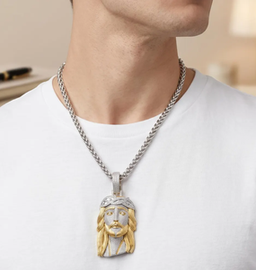 Pendentif Visage de Jésus en Argent Sterling 925 et Moissanite, Collier Charme Iced Out, Bijoux Hip Hop à Micro-Incrustation - Product Image 3