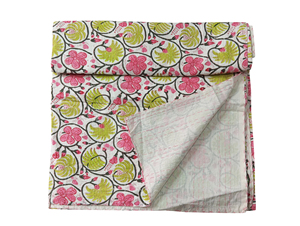 Ensemble de couette en coton à motif floral, matelassé à la main, design classique, pour une utilisation toute l'année, style plié - Product Image 2