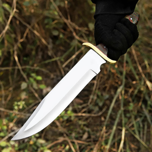 Pasha Enterprises OEM Cuchillo Bowie de 12 pulgadas con hoja fija de punta caída, de acero de Damasco de grado industrial, mango de asta de ciervo y espiga completa, para camping - Product Image 3