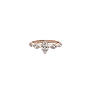 Magnifique bague de mariage en diamant de laboratoire taille marquise, bague à cinq pierres, certifiée IGI, en or massif 10K 14K 18K, bague de promesse - Product Image 5