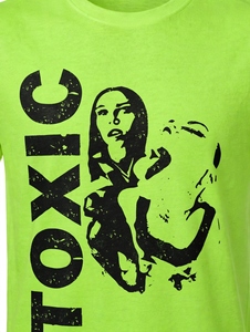Camiseta Gráfica Verde Neón Personalizada para Hombre, Talla Grande, Algodón de Alta Calidad, Estampado Gráfico Toxic, Corte Ajustado, Estilo Urbano, Informal, Verano - Product Image 4