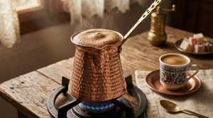 Tetera turca para uso en exteriores, apta para alimentos, de calidad, para café y té turcos, con asas de madera. - Product Image 2