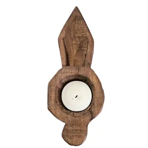 Porte-bougie chauffe-plat en bois fait main vintage, décoration de table rustique style ferme pour salon, chambre, jardin, entrée, salle à manger, maison - Product Image 6