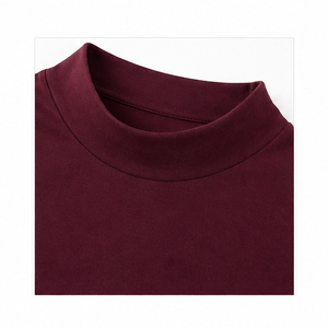 Camiseta de Manga Corta para Mujer, Color Borgoña, Cuello Redondo, Corte Moderno y Ajustado, Tejido de Punto Acanalado Suave, Jersey de Algodón, Personalizable - Product Image 5
