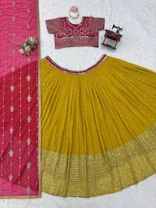 Ensemble Lehenga Choli avec dupatta, entièrement brodé, tenue traditionnelle indienne et pakistanaise pour mariage, robe longue pour femme - Product Image 4