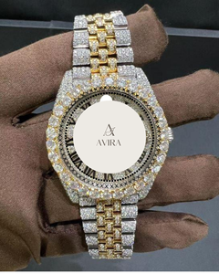 Moissanite Diamond <b>Watch</b> Alloy <b>Case</b> Stainless Steel Band Sapphire Crystal Quartz Movement VVS Clarity Luxury Fashion Hip Hop - Product Image 1