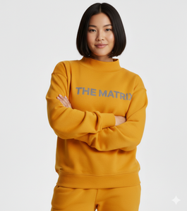 2026 Custom Logo Printed Winter Knitted Mock Neck Mid Weight Polyester/Cotton Oversize Relaxed <b>Long</b> <b>Sweatshirt</b> Women - Product Image 5