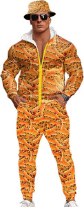 Conjunto de chándal con estampado de hot dog para hombre – Colección premium de tres piezas con estampado integral de comida y cremallera completa - Product Image 4