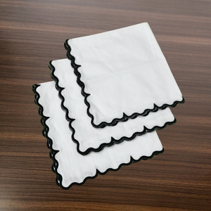 Black Premium Scalloped Cotton Dinner Napkin For Hotel Restaurant <b>Table</b> Decor Luxury Black Cotton <b>Table</b> Napkin With Elegant Scal - Product Image 4