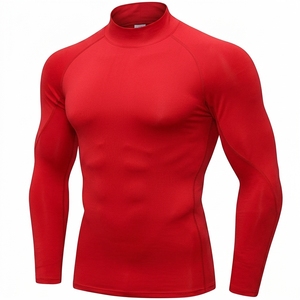 Camiseta Deportiva de Compresión de Manga Larga para Hombre, Color Rojo, Secado Rápido, Capa Base Atlética para Entrenamiento en Gimnasio - Product Image 1