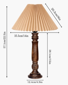 Handcrafted Wooden Melon <b>Table</b> Lamp with Pleated Fabric Shade Classic Nordic <b>bedside</b> lighting home hotel Low MOQ Shop now - Product Image 5