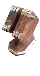 Set of 6 Wooden Drink Coasters for Coffee Mugs Tea Cups <b>Beer</b> Cans Water Glasses-Office & Home Use - Product Image 6