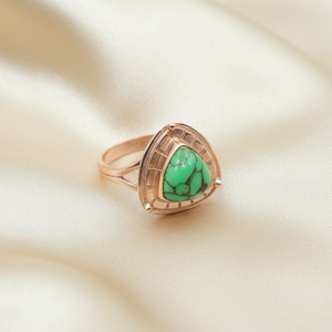 Bague triangle en cuivre vert turquoise, argent sterling 925, plaqué or rose et or jaune, bijoux bohèmes faits à la main pour cadeau de Noël - Product Image 2