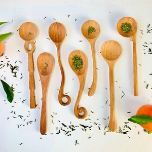 Cuillères en bois Doussie faites à la main : Ensemble d'ustensiles de cuisine naturels, cuillères en bois écologiques faites à la main, ustensiles de cuisine assortis - Product Image 6