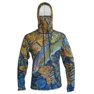Sweat à capuche de pêche pour homme avec protection UPF 50, impression par sublimation, manches longues, anti-UV, fermeture éclair, veste en polyester pour activités de plein air - Product Image 5