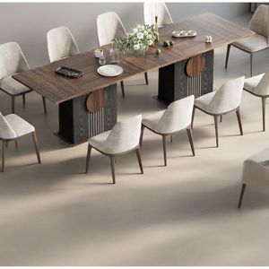 Set Tavolo da Pranzo Moderno Rettangolare per 6 Persone, Mobili da Cucina in Legno Resistente con Base Elegante - Product Image 4