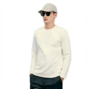 T-shirt à manches longues pour homme, col rond, 100 % coton jersey, imprimé sérigraphié, coupe ample, motif lettres, anti-rétrécissement, décontracté - Product Image 1
