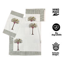 Parure de draps plats 3 pièces en coton 100% imprimé à la main de Jaipur, 200 fils, respirante, taille King, douce, durable, respectueuse de la peau, toutes saisons