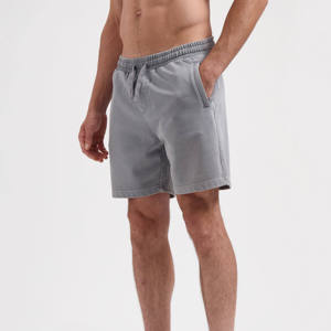 Shorts Bermuda en Coton Gris Uni pour Homme, Taille Élastique, Poches Décontractées, Respirant, Taille Mi-Haute, Short de Sport - Product Image 1