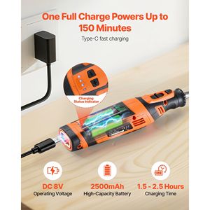 Kit de Herramientas Rotatorias Inalámbricas de 136 Piezas, Mini Grabador Eléctrico Portátil de 8V CC, 5 Velocidades, 5000-30000 RPM, Herramientas Multiusos para Bricolaje - Product Image 3